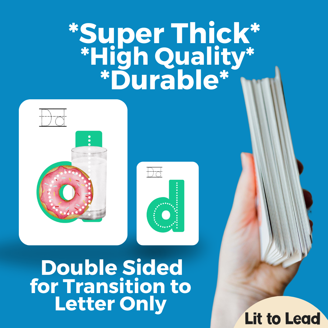 Lit Letters Flashcards Official Lit to Lead Product | Learn Letter Sounds up to 2X Faster | Alphabet Flash Cards | Embedded Pictograph Mnemonic