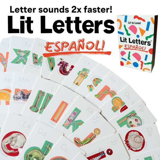 Lit Letters Español: Learn Spanish Letter Sounds up to 2X Faster | Alphabet Flash Cards | Embedded Pictograph Mnemonic Reading Tool